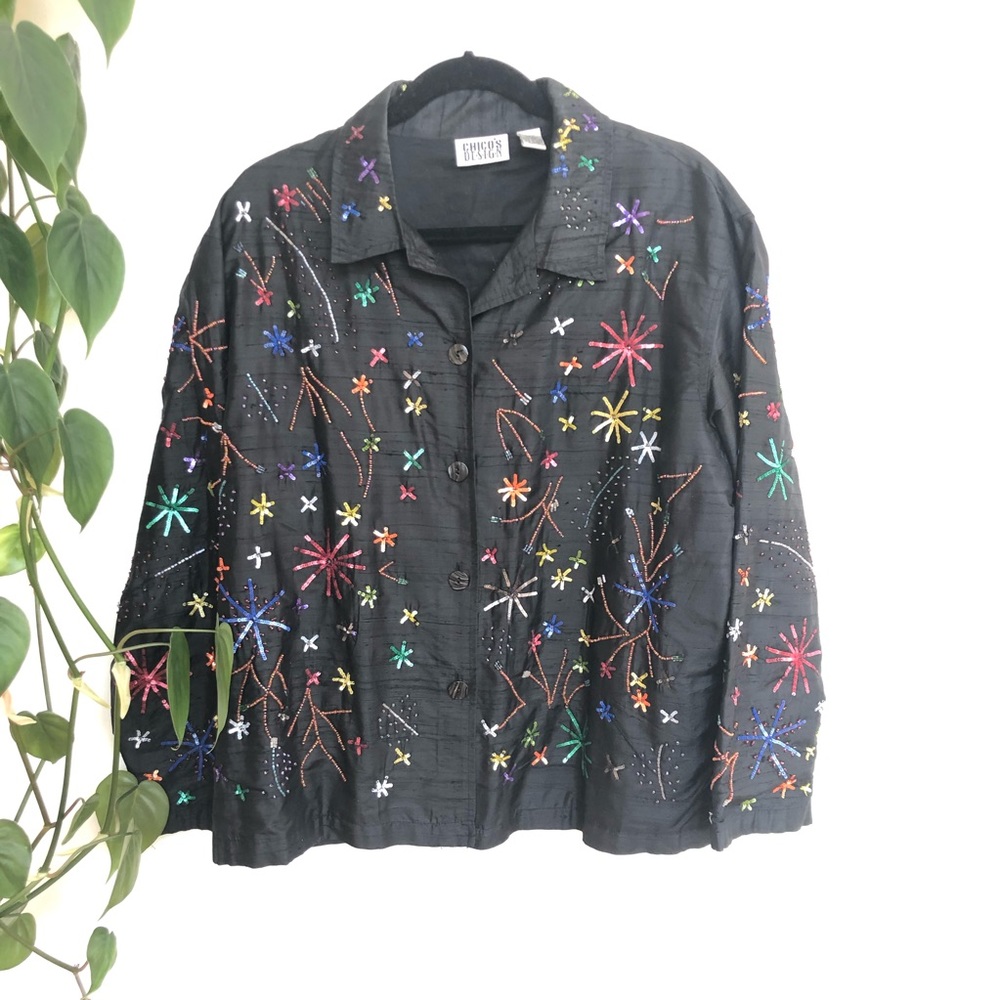 Chico’s Design Button Down Light weight Jacket Size 3